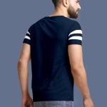 Men's Horizontal Stripes Regular Navy Blue Tshirts